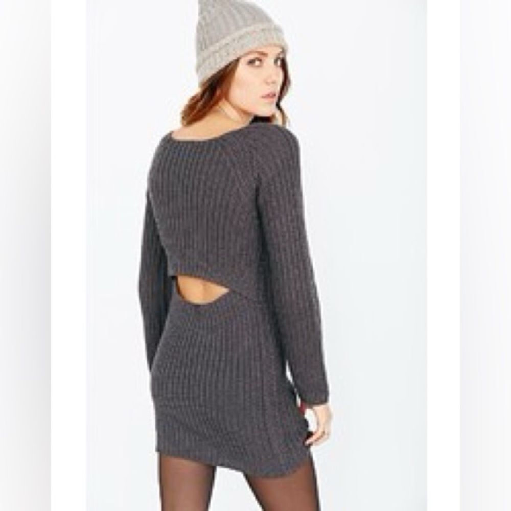 Silence + Noise Silence Noise Gray Surplice Back Sweater Dress Women's Size XS